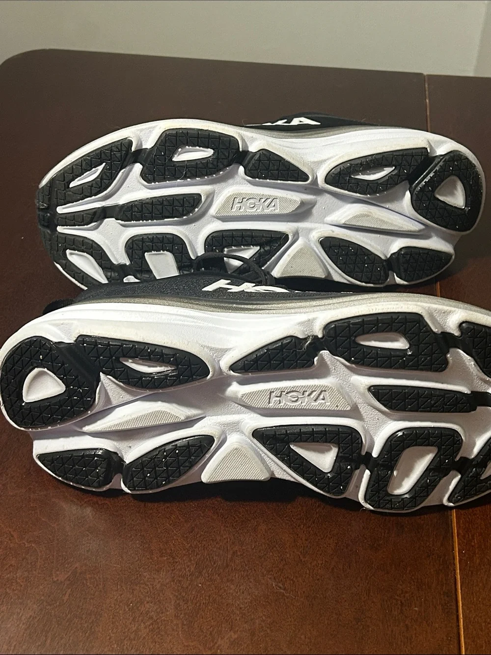 Hoka Black and White Women's Cushioned Running Sneakers